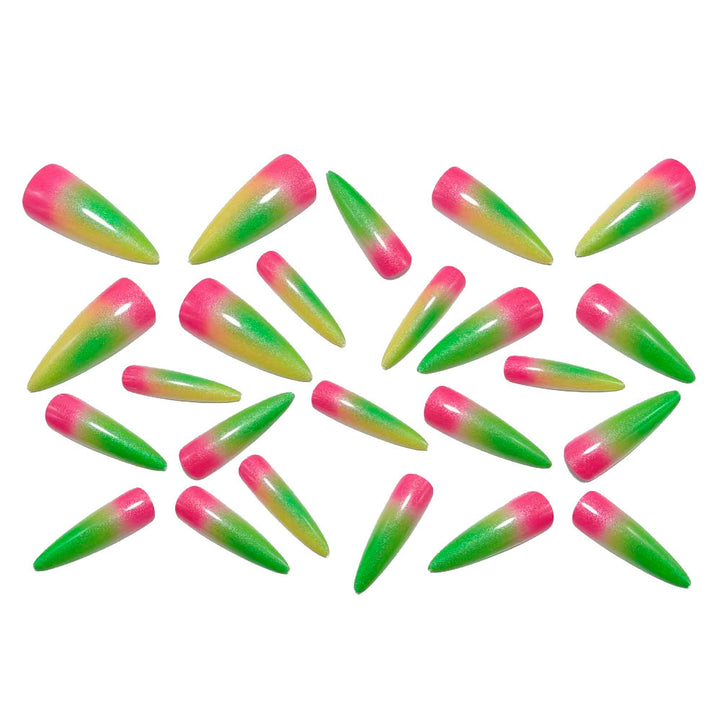Creative acrylic nails with neon ombre color transition Bowlift