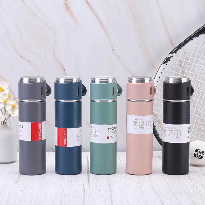 Women’s stainless steel vacuum flask with two accompanying cups Bowlift