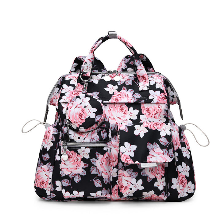 Floral Print Multi-Pocket Diaper Backpack Bowlift