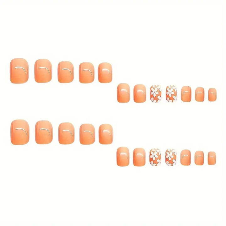Decorative Floral Press-On Nail Set Bowlift