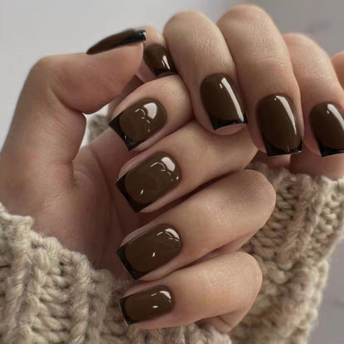 Glossy French Tip Press-On Nails Bowlift