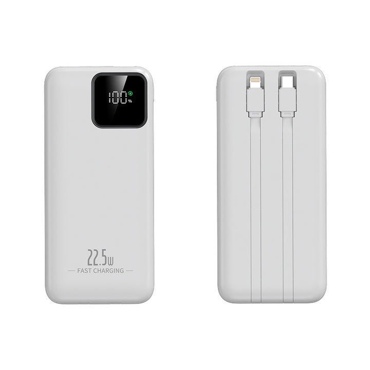 Power bank with integrated charging cables and digital charging display Bowlift