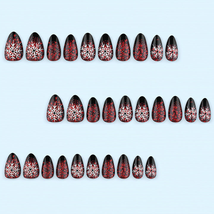 Artificial Winter Nails with Snowflake Pattern Bowlift