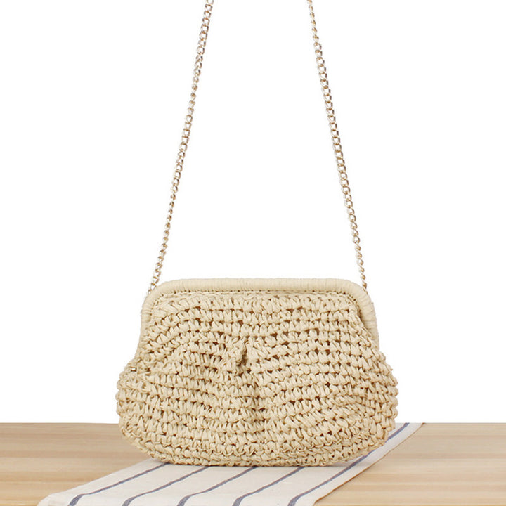 Handbag with Elegant Woven Design and High-Quality Chain Decoration Bowlift