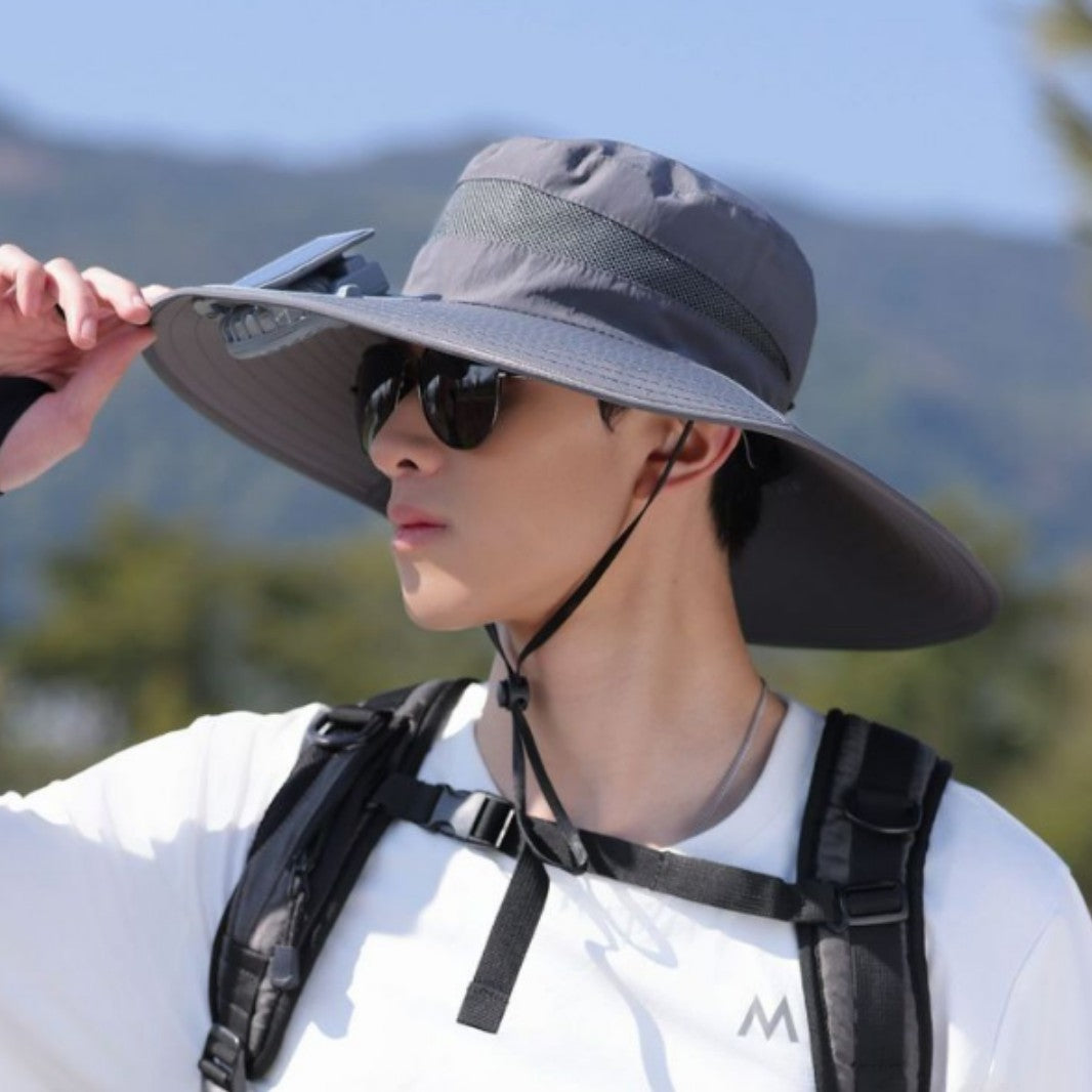 tactical fishing hat with wide brim, mesh ventilation and adjustable chin strap Bowlift