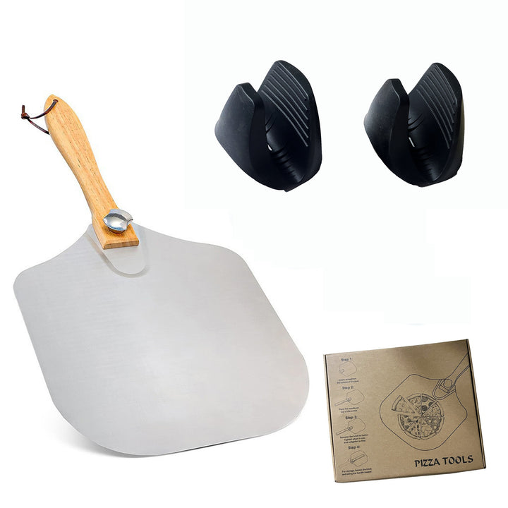 professional pizza peel set with foldable stainless steel shovel ergonomic wooden handle pizza cutter rocker and bench scraper Bowlift