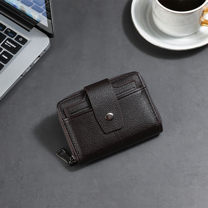 Premium Leather Zippered Card Wallet Bowlift