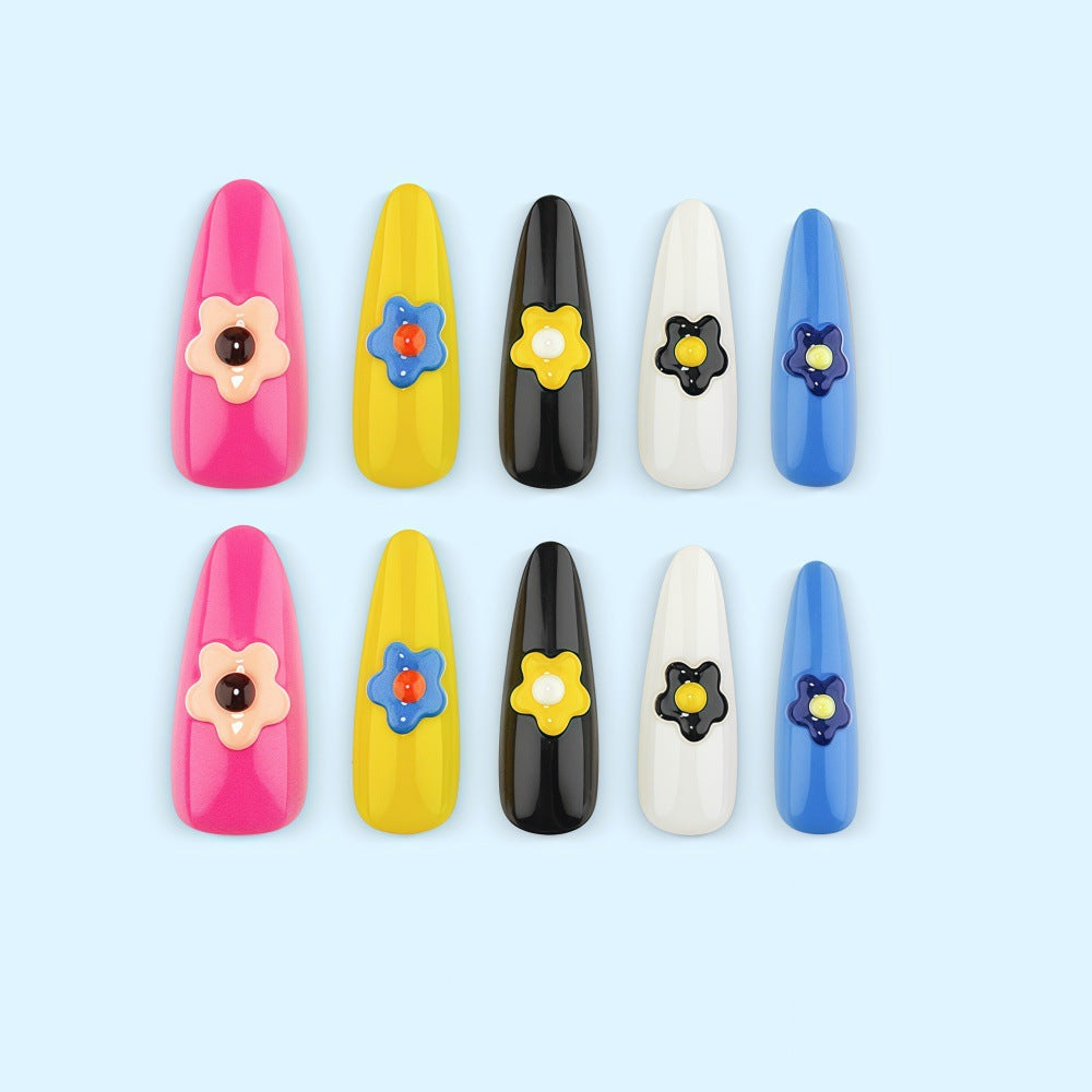 Artificial nail set with colorful flower designs Bowlift