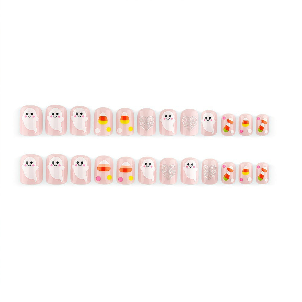 Halloween Artificial Nails with Ghost and Candy Designs Bowlift