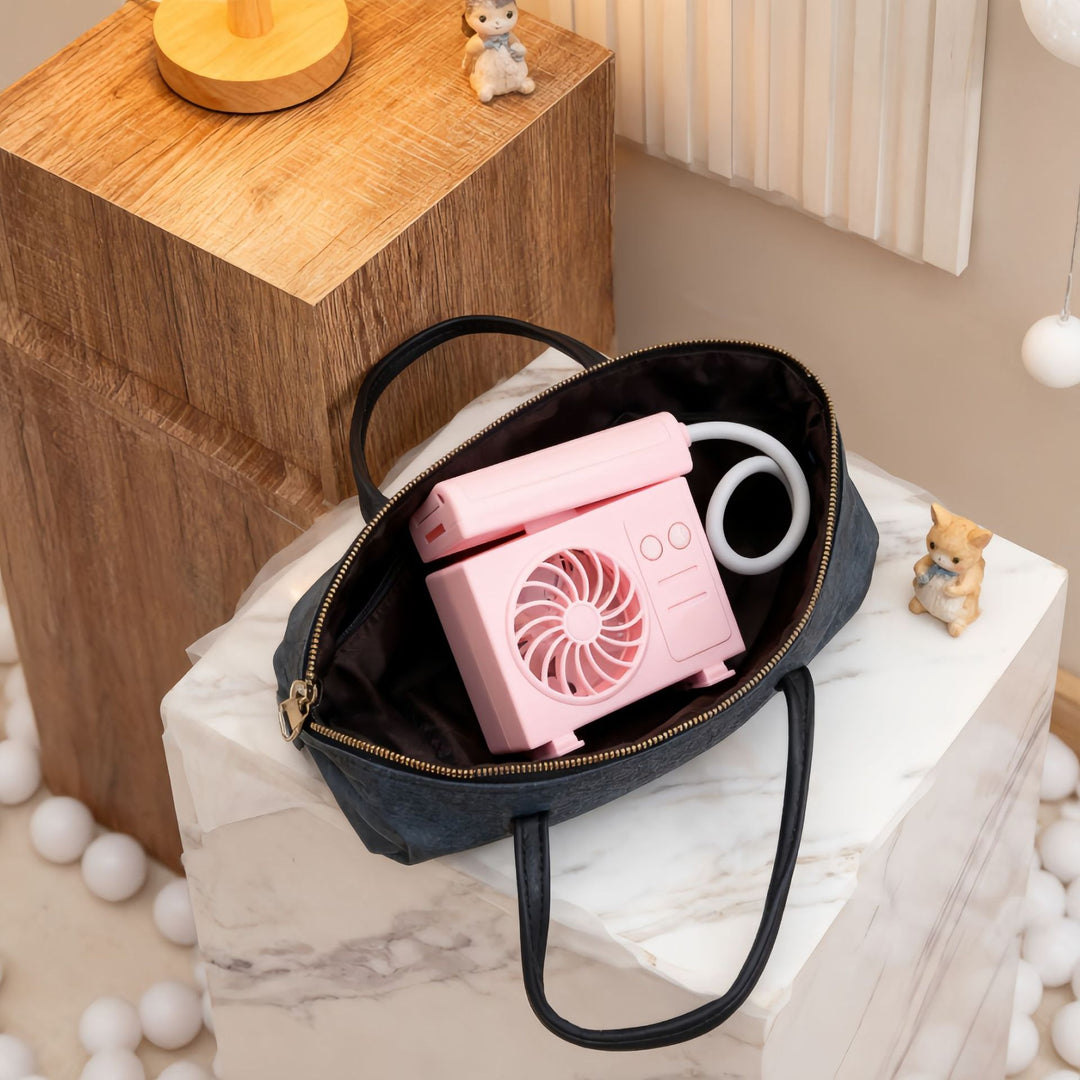 Women's table lamp with integrated USB fan Bowlift