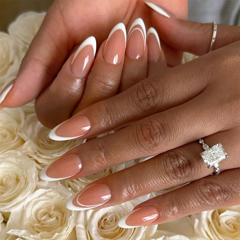 Elegant Press-On Nail Set with French Tip Design Bowlift 1788496283
