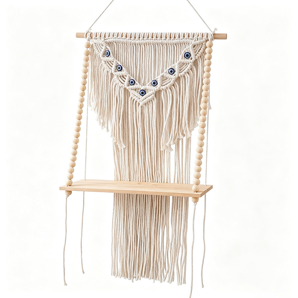 Macrame Wall Hanging Shelf with Decorative Beads Bowlift