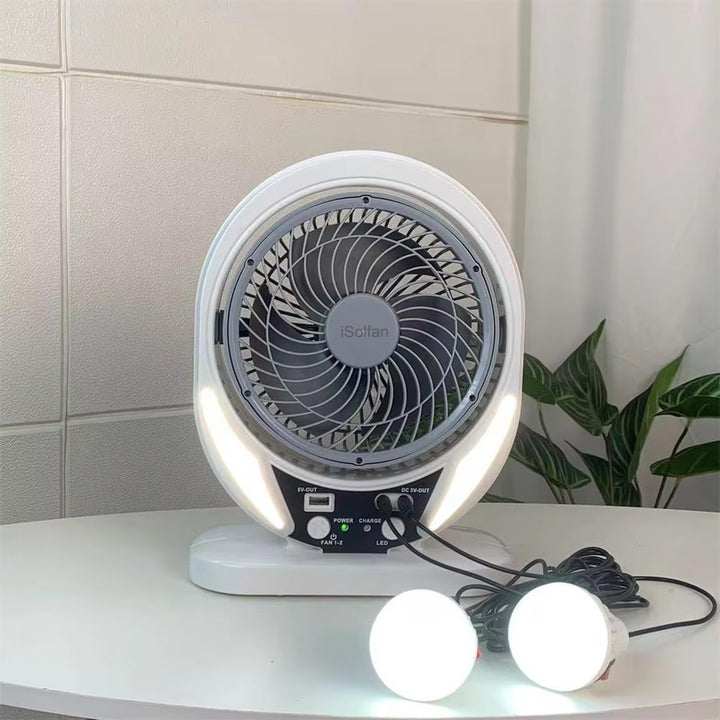 Women Portable Solar Fan with Integrated LED Lighting and USB Connection Bowlift