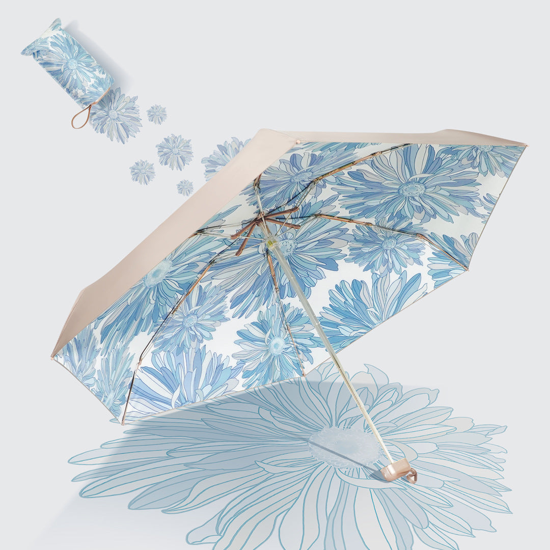 Ladies compact folding umbrella with innovative carrying system Bowlift