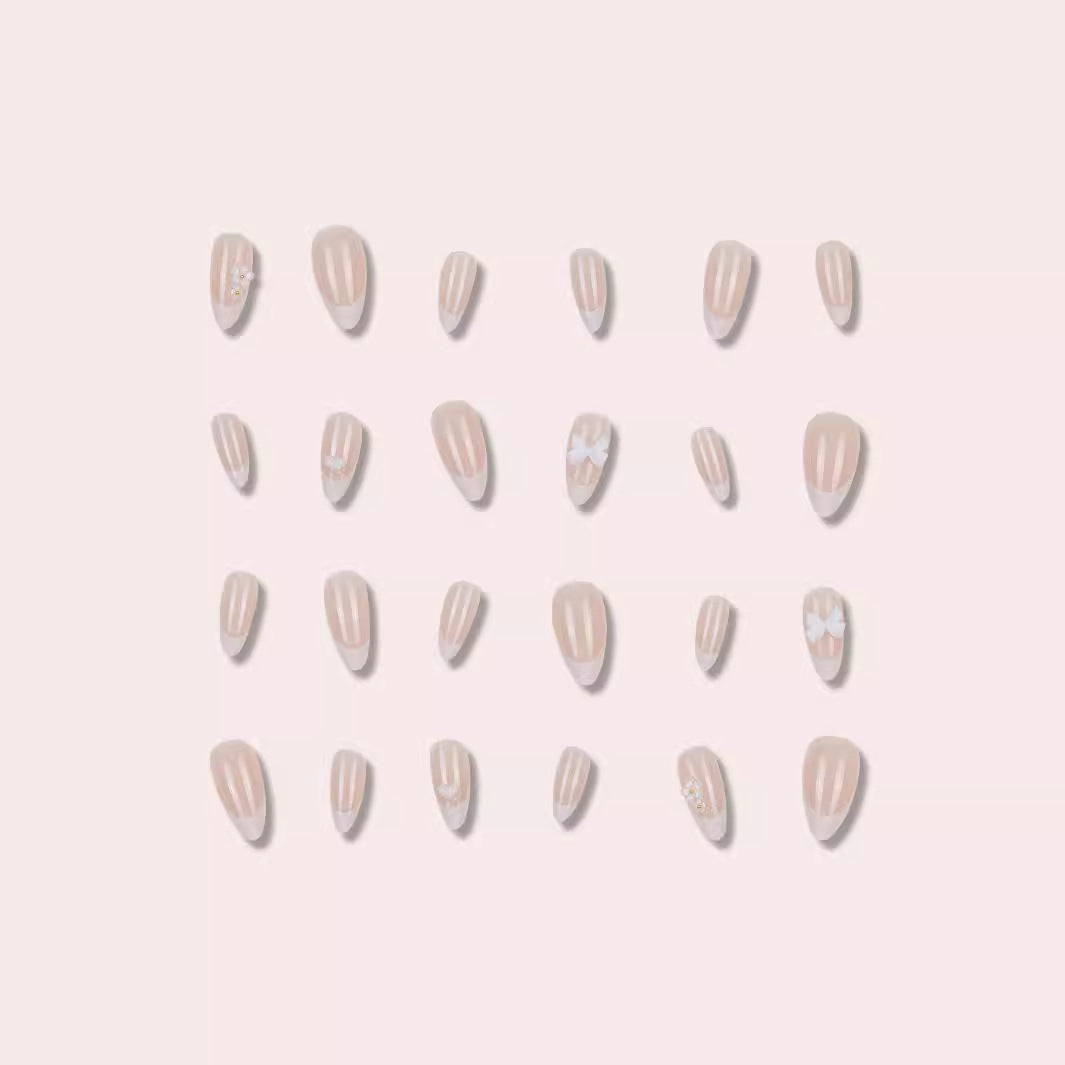 Elegant Stiletto Press-On Nails with Floral Accents Bowlift