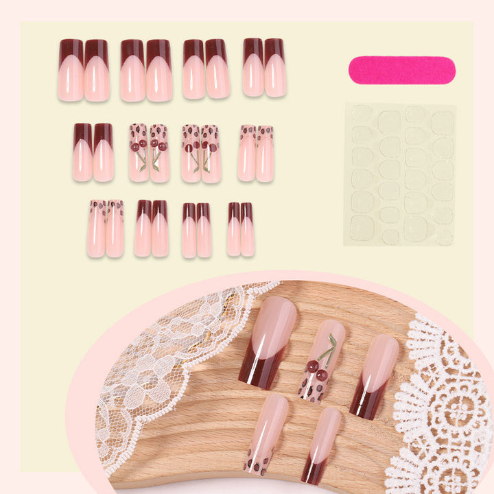 Artistic Floral Press-On Nail Set Bowlift