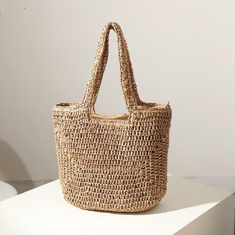 Handmade straw bag with comfortable inner bag Bowlift