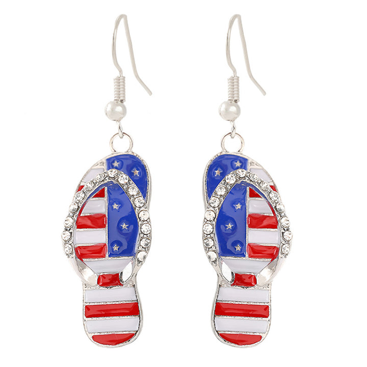 Women's nan patriotic horseshoe enamel dangle earrings with star-accented design and fishhook findings Bowlift