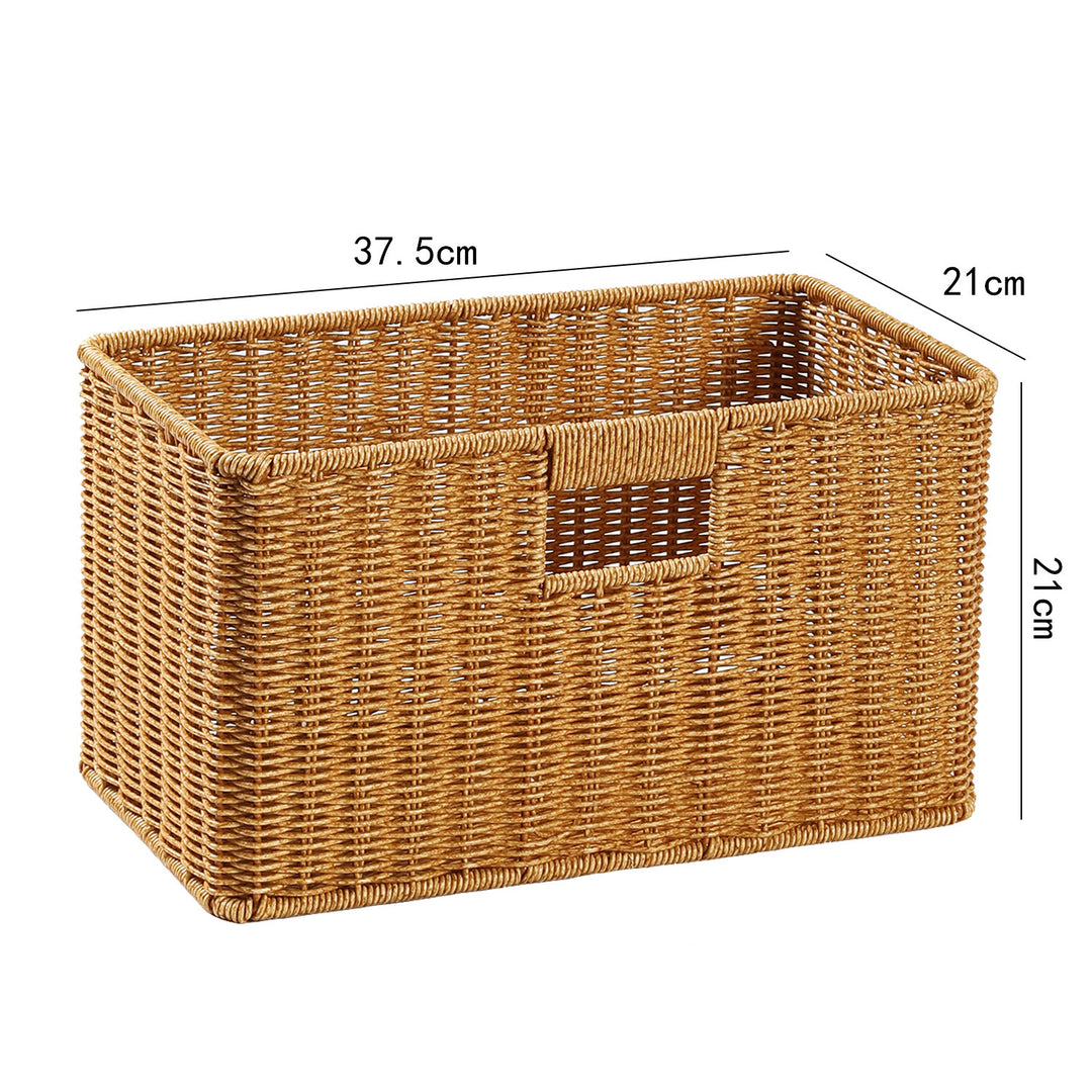 Handwoven Rectangular Storage Basket with Cut-Out Handles Bowlift