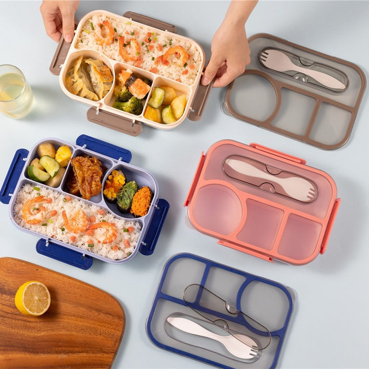 Multi-Compartment Insulated Food Container with Utensil Set