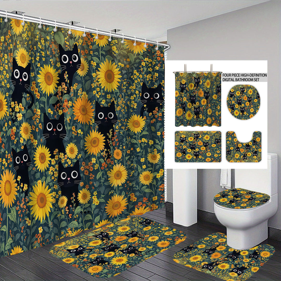 Digital Floral Theme Bathroom Décor Set Bowlift