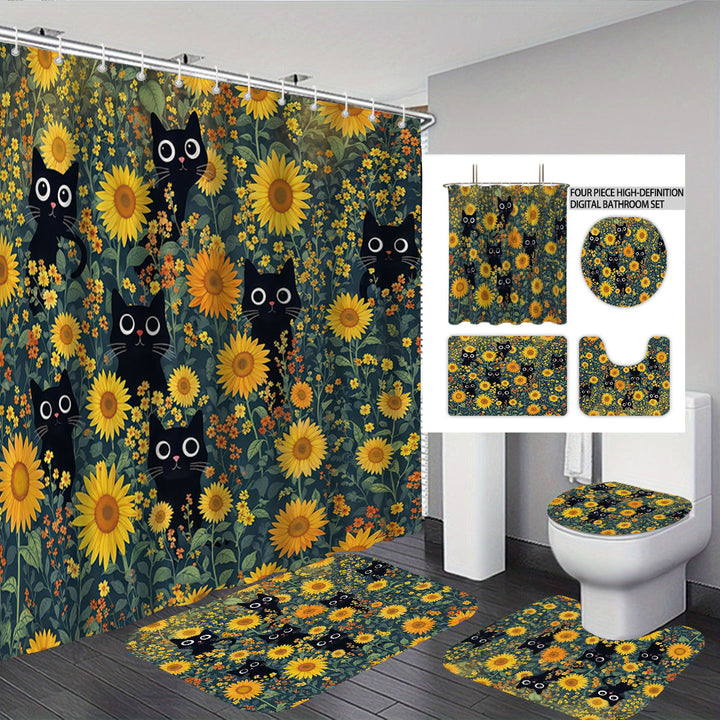 Digital Floral Theme Bathroom Décor Set Bowlift