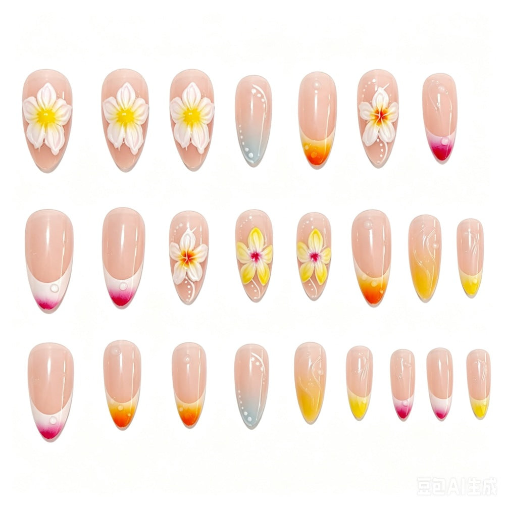 Floral Decorative Press-On Nails Set Bowlift