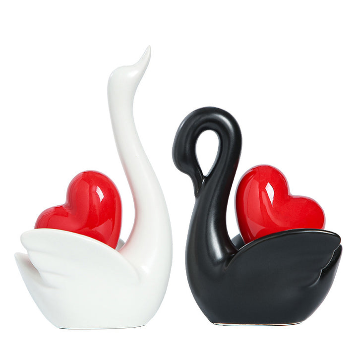 Elegant and romantic swans decorative figure Bowlift