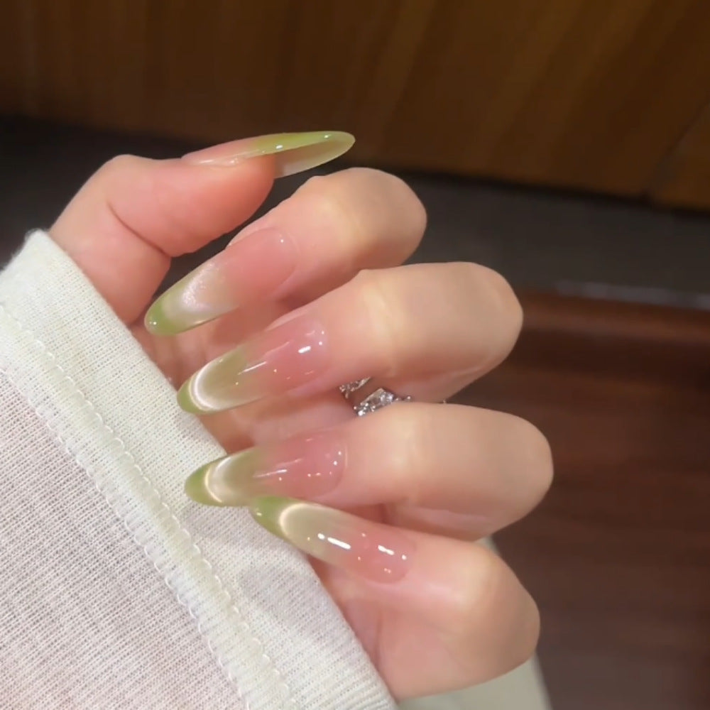 Ombre Stiletto Press-On Nail Art with Gem Accents Bowlift