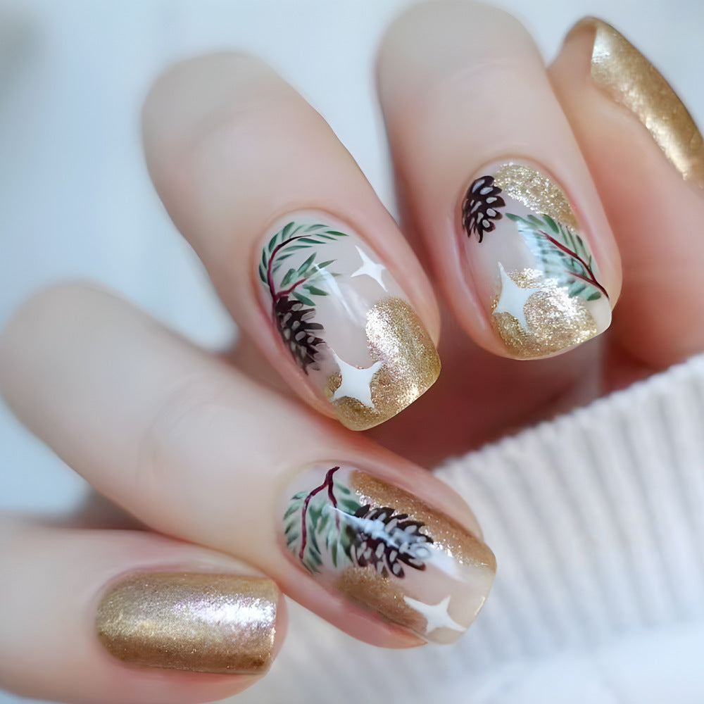 Artistic Holiday-Themed Press-On Nail Art Bowlift