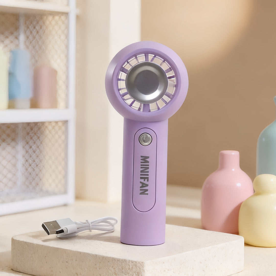Ladies Portable Mini Fan with USB Charging Function and Ergonomic Handle Bowlift