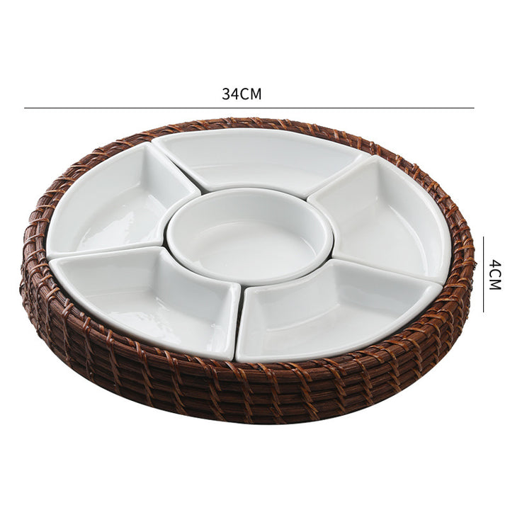 Unisex Serving Platter with Integrated Dip Bowl Set Bowlift