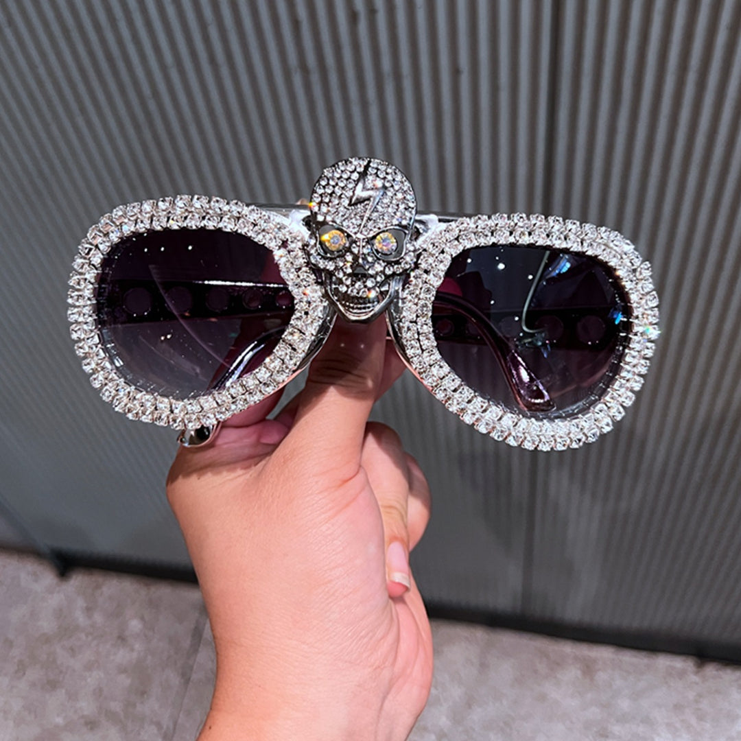 Women's statement sunglasses with eye-catching skull design and sparkling crystal detailing Bowlift