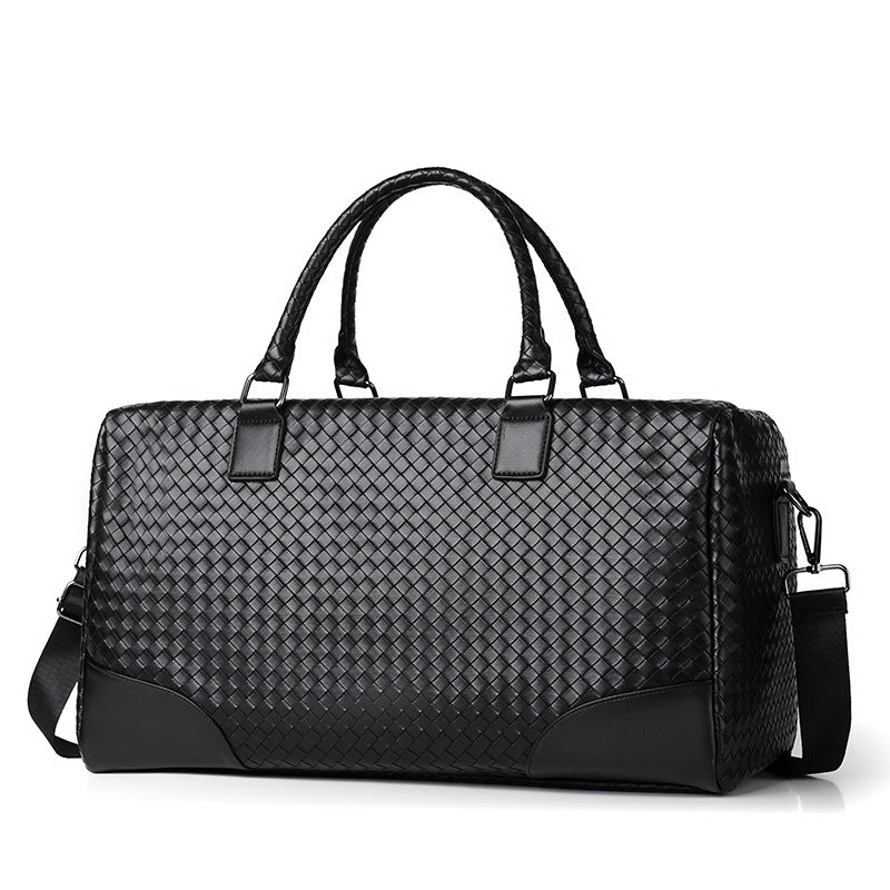 Woven Leather Weekender Duffel Bag Bowlift