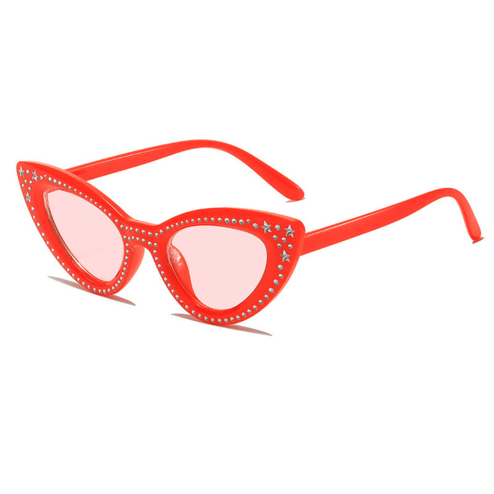 Glamorous Rhinestone-Embellished Cat Eye Sunglasses Bowlift
