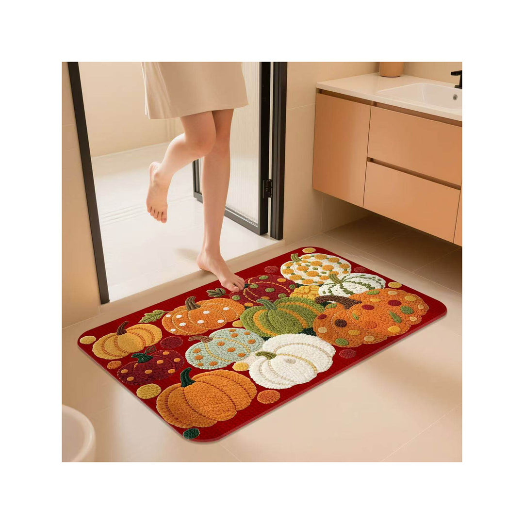Decorative Pumpkin-Themed Bath Mat Bowlift