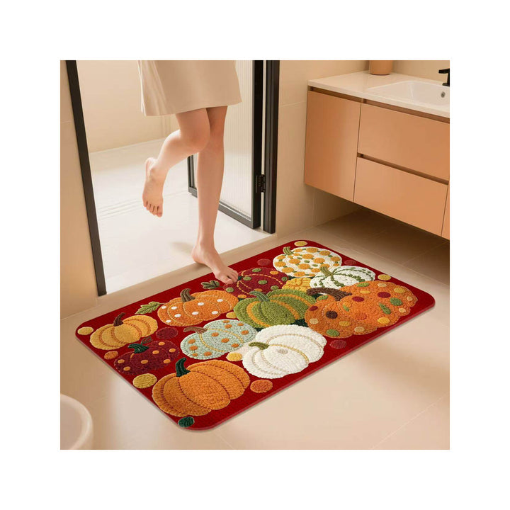 Decorative Pumpkin-Themed Bath Mat Bowlift