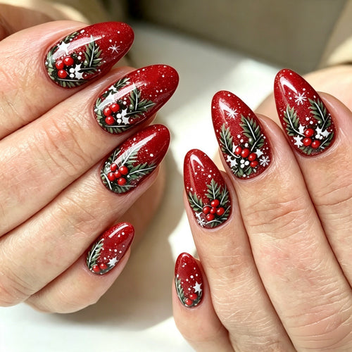 Artificial nails with festive Christmas design Bowlift