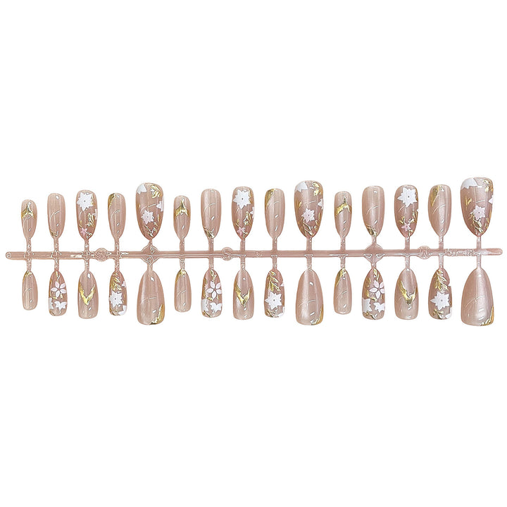 Floral Embellished Press-On Nail Design Bowlift