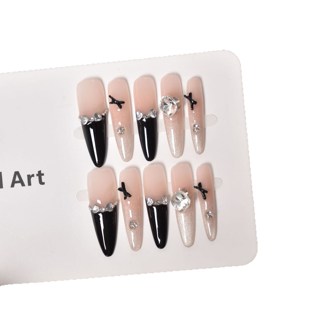 Elegant 3D Embellished Press-On Nail Extensions Bowlift