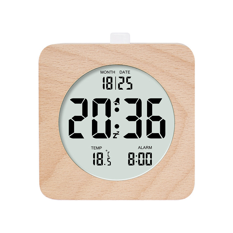 Digital wood alarm clock with temperature display Bowlift