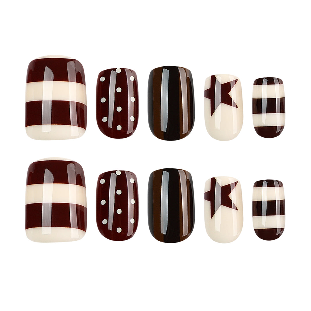 Artful Nail Art with Striped and Polka Dot Pattern Bowlift