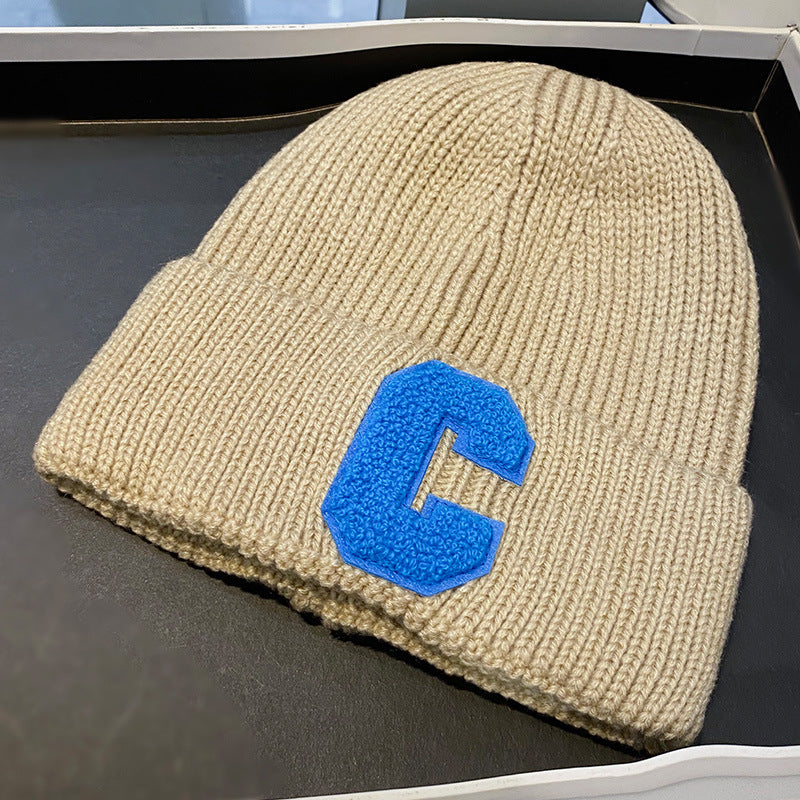 Stylish Knit Beanie with Contrast Lettering