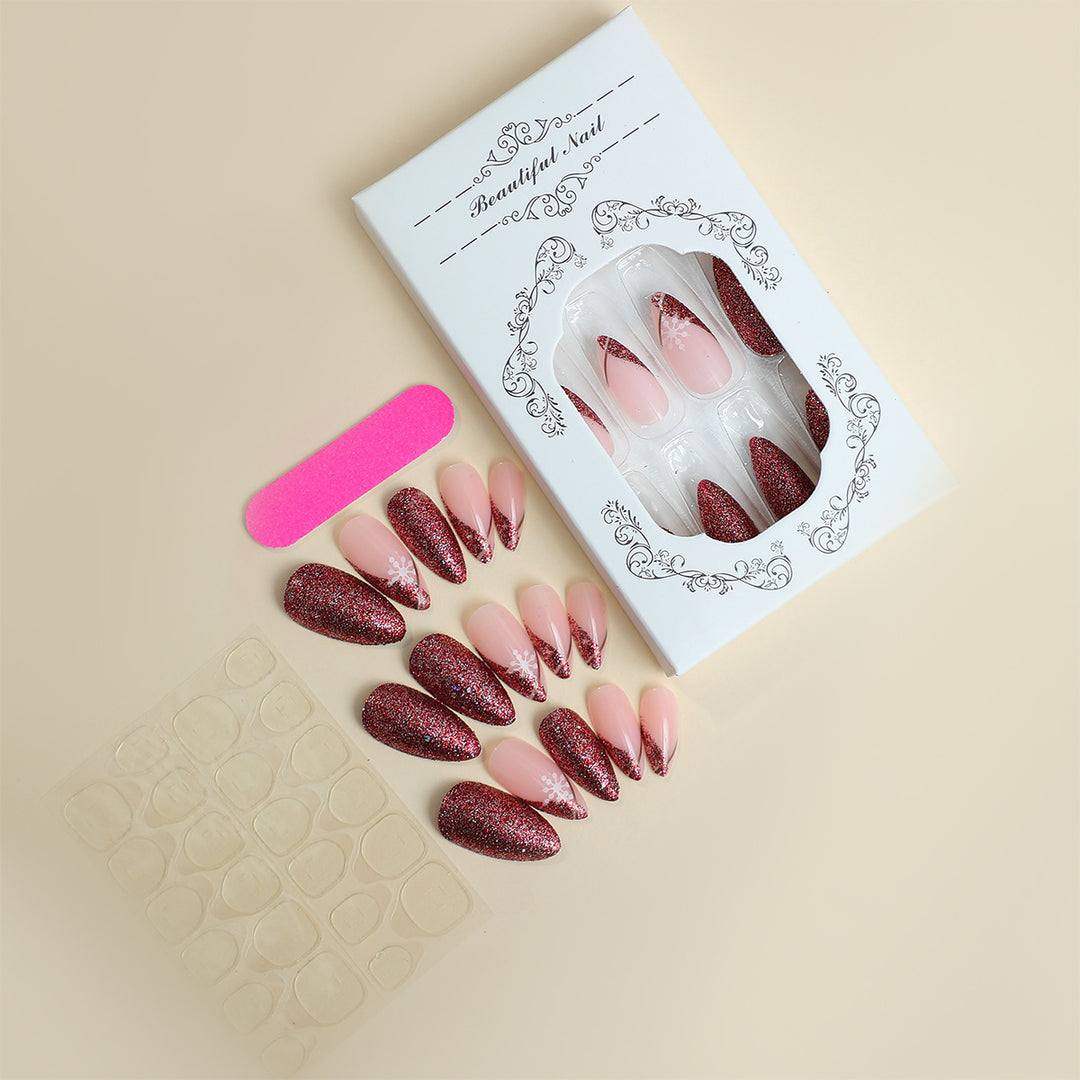 Artificial Nail Set with Glamorous Glitter Accents Bowlift