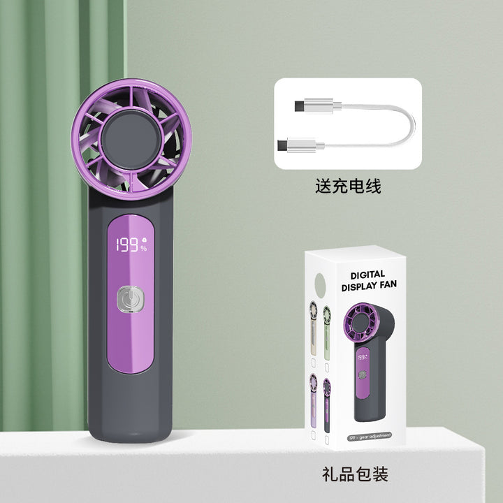 Unisex Portable Handheld Digital Display Fan Bowlift