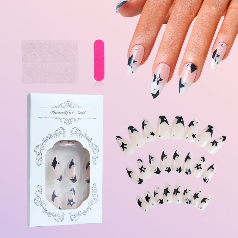Artistic Press-On Nail Set with Star Design Bowlift