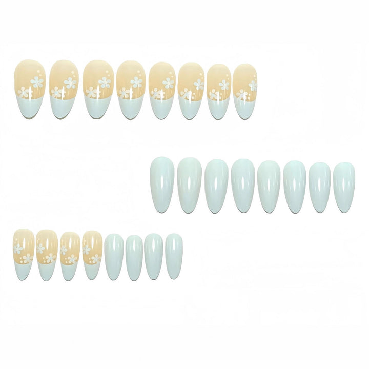 Artificial nails with protective and floral design Bowlift