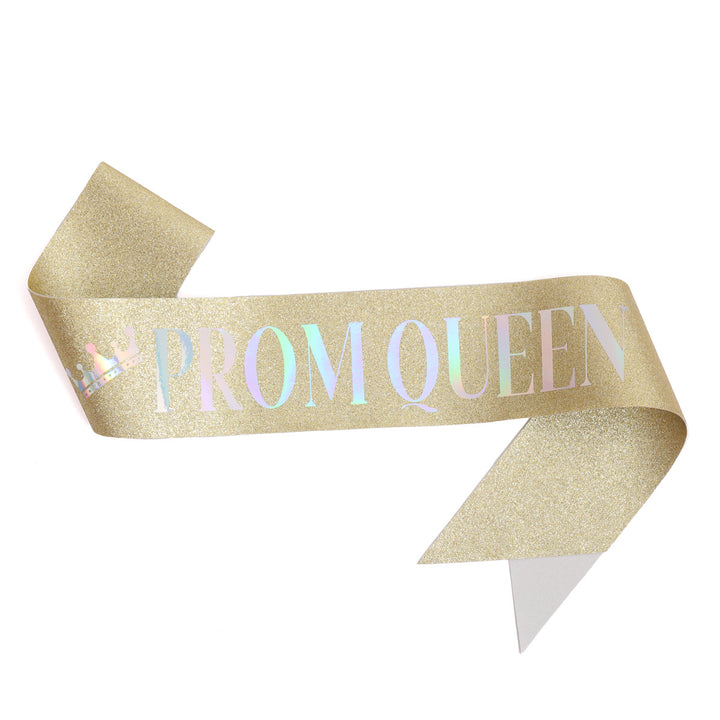 Ladies festive satin sash with holographic print Bowlift