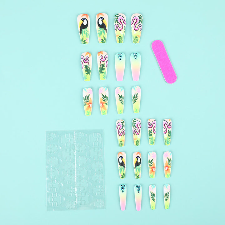 Artificial nail tips in tropical design Bowlift