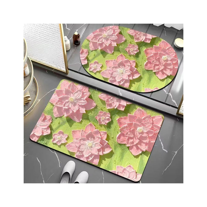 Floral Patterned Bath Mat Bowlift